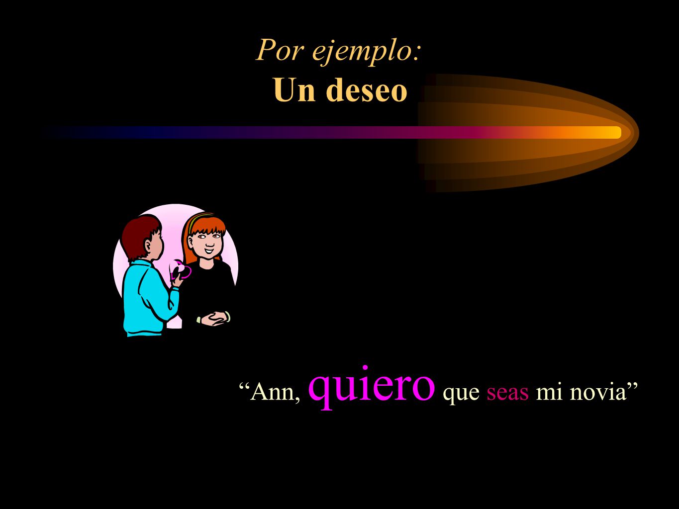 Por ejemplo: Un deseo Ann, quiero que seas mi novia