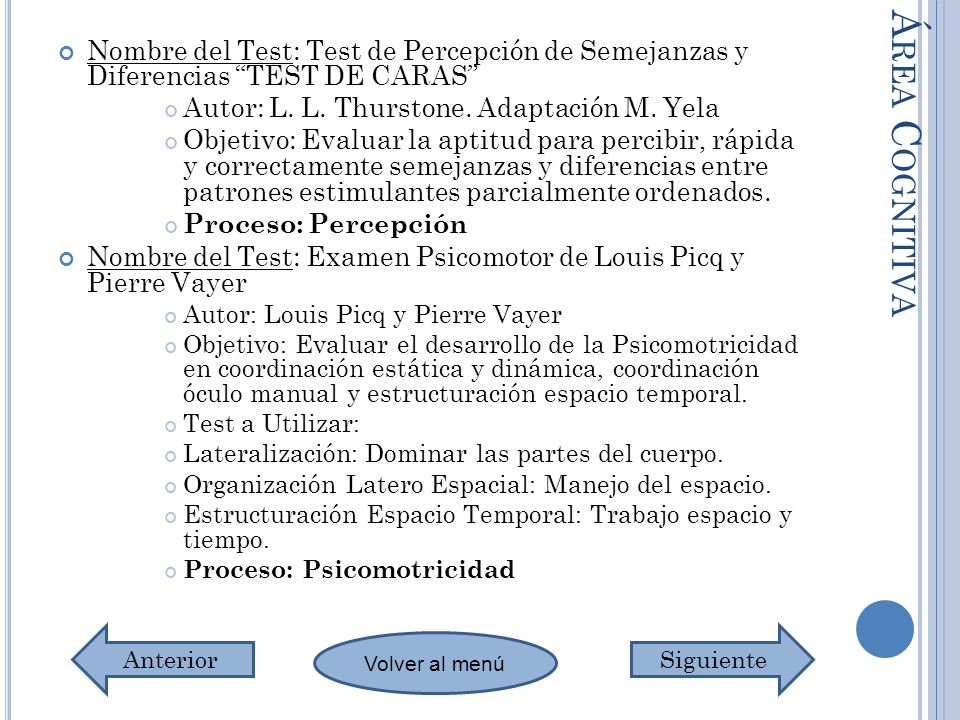 Nombre del Test: Test de Percepción de Semejanzas y Diferencias TEST DE CARAS