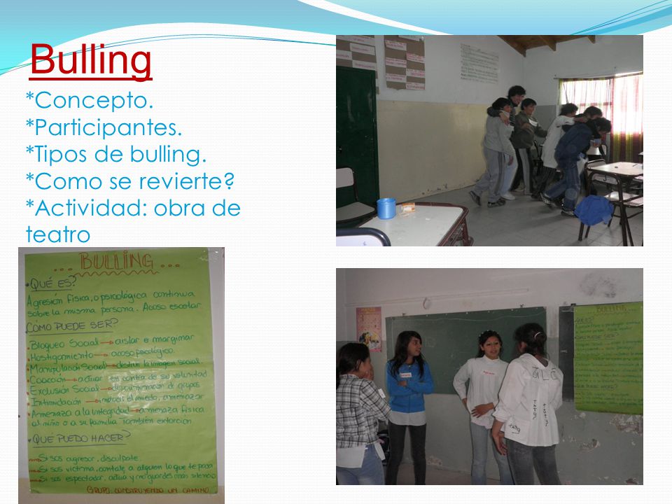 Bulling *Concepto. *Participantes. *Tipos de bulling.