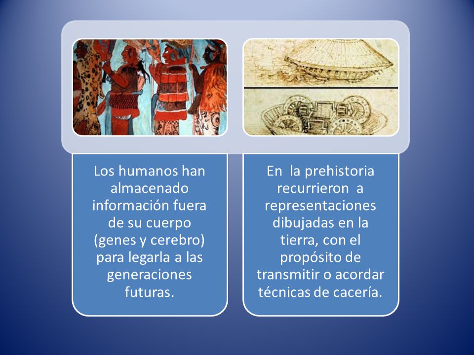 Los humanos han almacenado información fuera de su cuerpo (genes y cerebro) para legarla a las generaciones futuras.