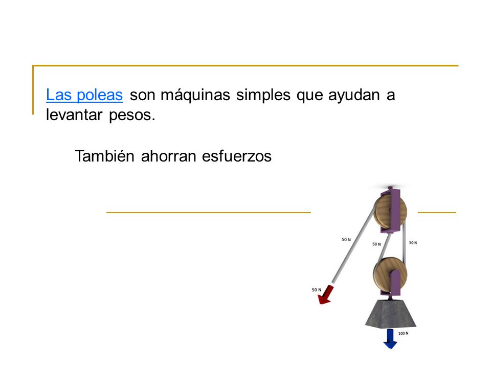Las poleas son máquinas simples que ayudan a levantar pesos.