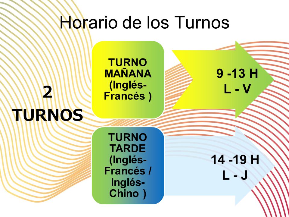 Horario de los Turnos 2 TURNOS H L - V H L - J