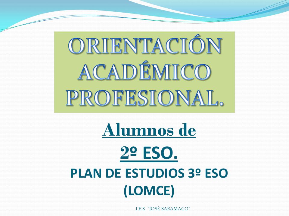 Alumnos de 2º ESO. PLAN DE ESTUDIOS 3º ESO (LOMCE)