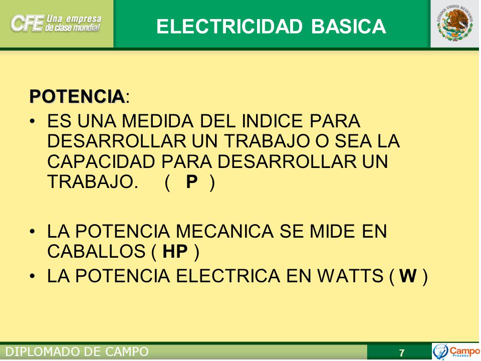 POTENCIA: ES UNA MEDIDA DEL INDICE PARA DESARROLLAR UN TRABAJO O SEA LA CAPACIDAD PARA DESARROLLAR UN TRABAJO. ( P )
