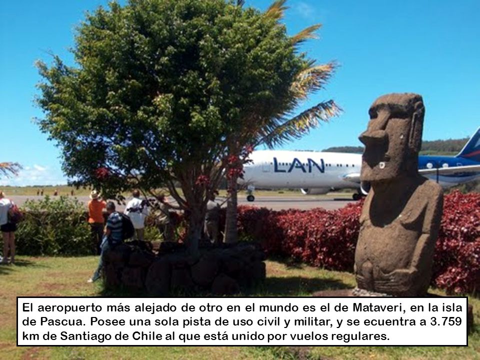 El aeropuerto más alejado de otro en el mundo es el de Mataveri, en la isla de Pascua.