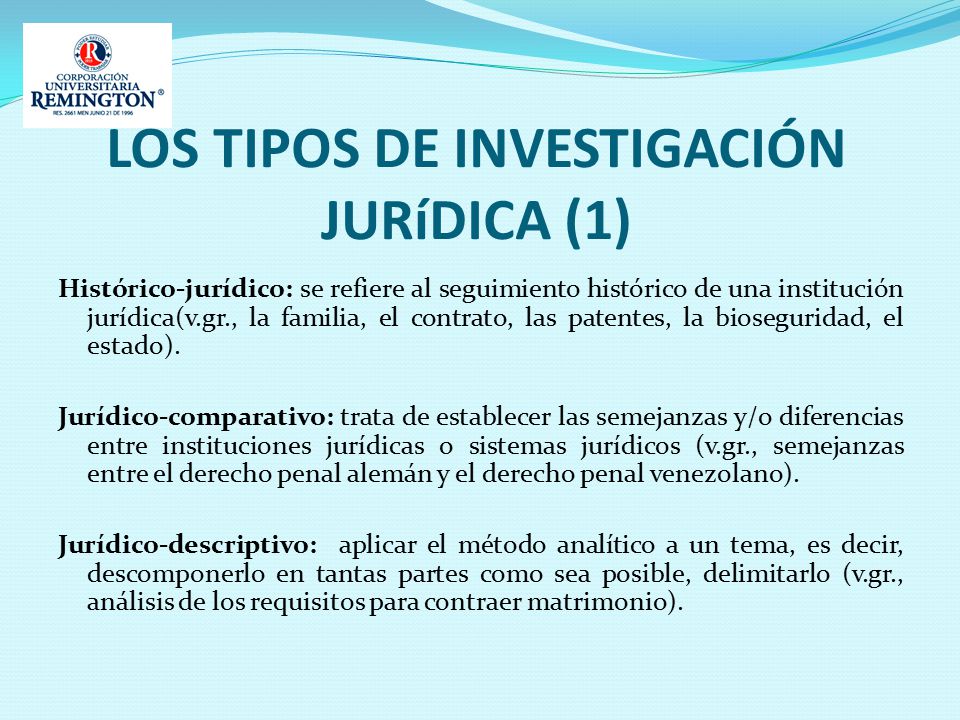 LOS TIPOS DE INVESTIGACIÓN JURíDICA (1)