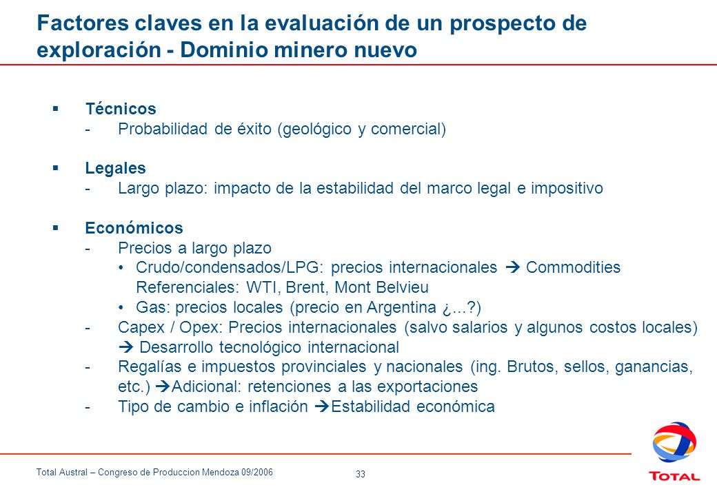 Factores claves en la evaluación de un prospecto de exploración - Dominio minero nuevo