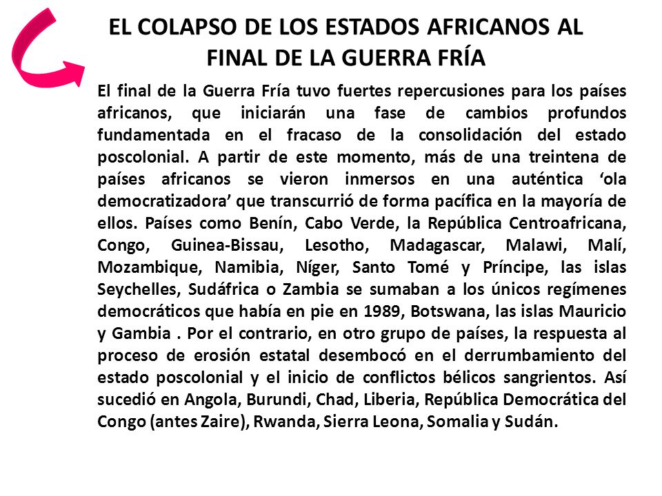 EL COLAPSO DE LOS ESTADOS AFRICANOS AL FINAL DE LA GUERRA FRÍA