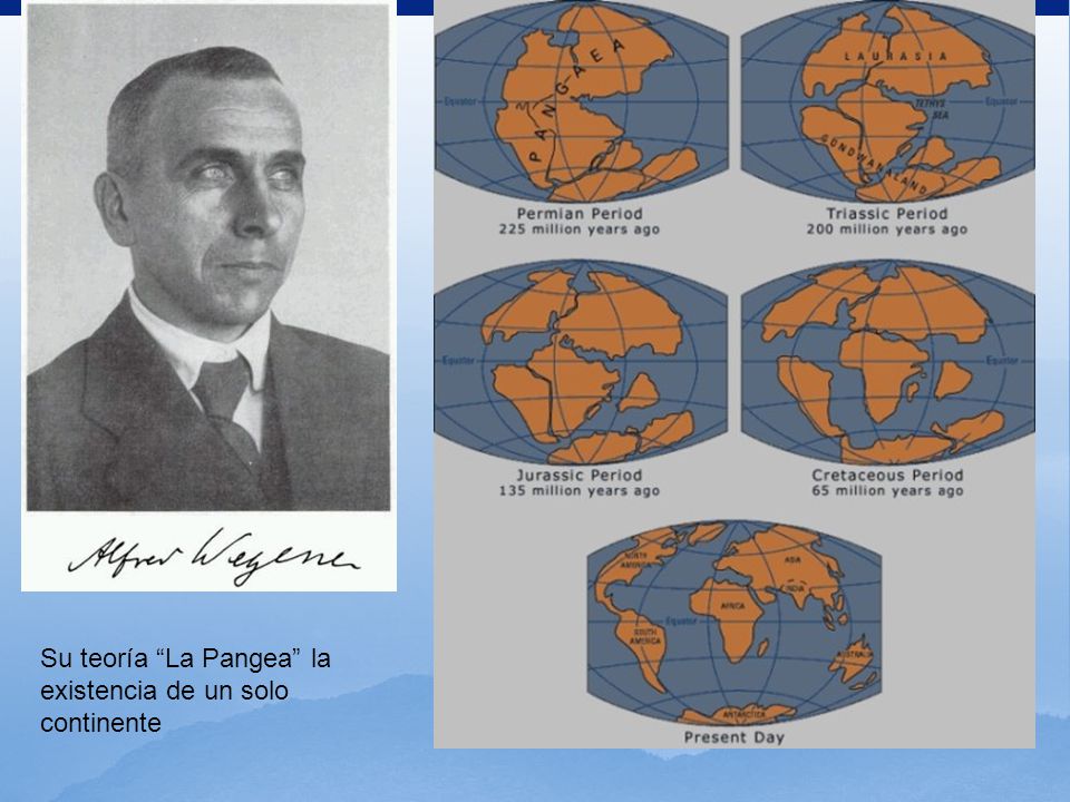 Su teoría La Pangea la existencia de un solo continente