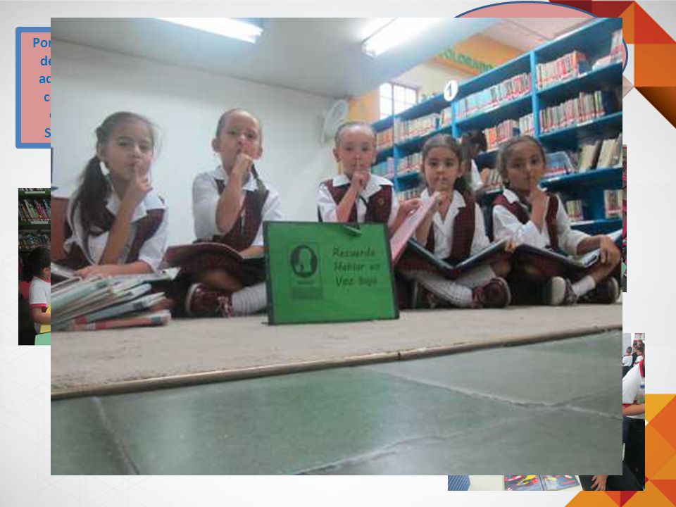 1. Recuerda que debes hablar en voz baja en el interior de la Biblioteca.