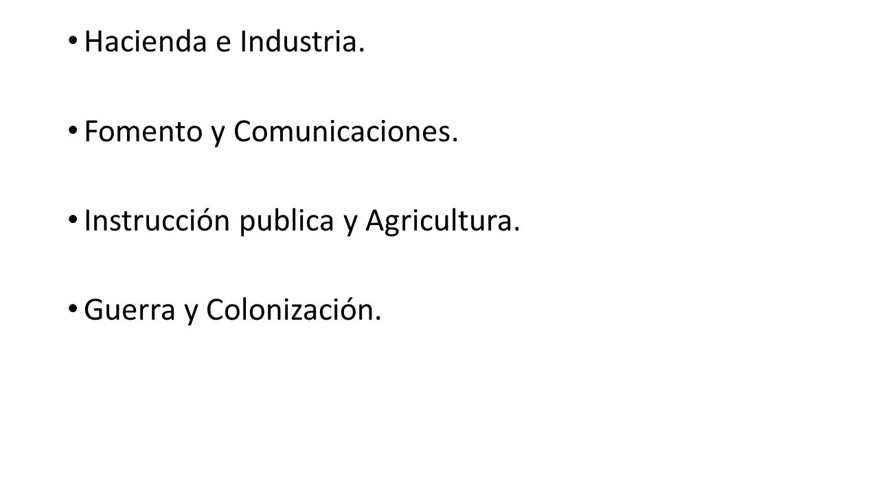 Hacienda e Industria. Fomento y Comunicaciones. Instrucción publica y Agricultura.