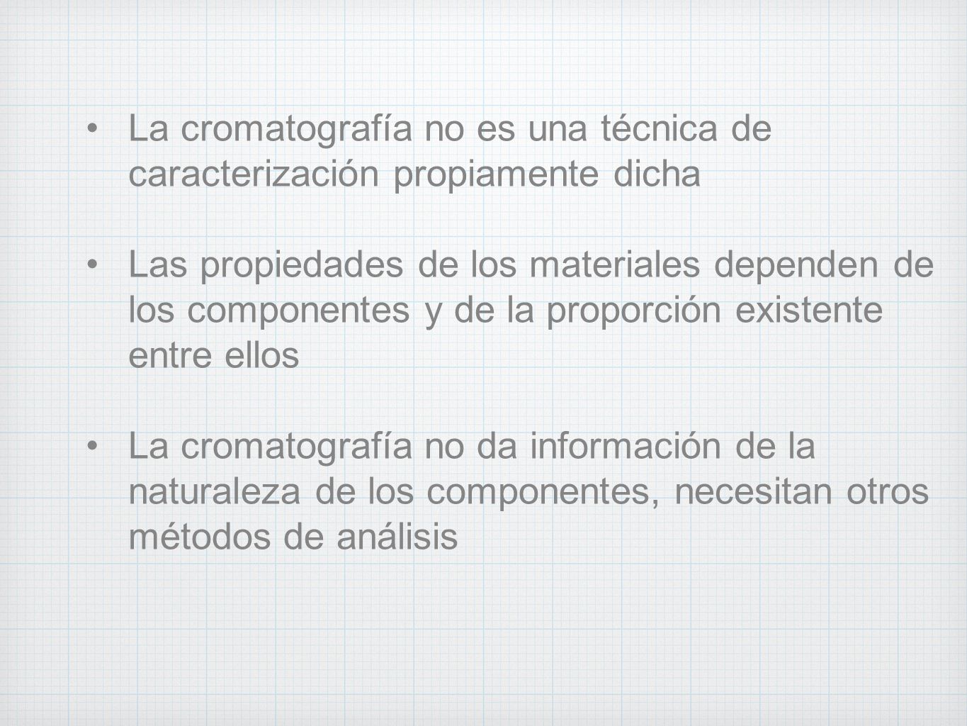 La cromatografía no es una técnica de caracterización propiamente dicha