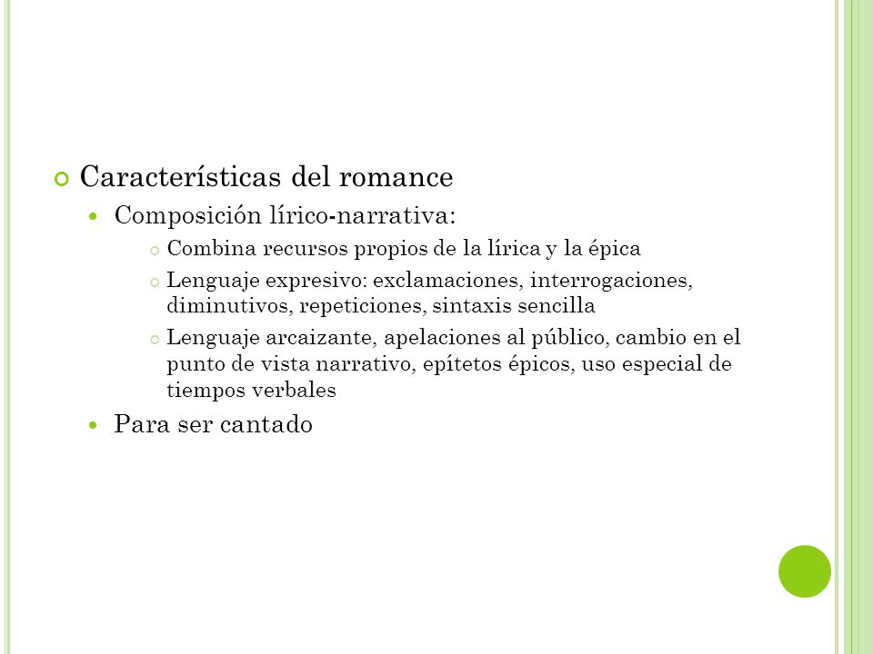 Características del romance