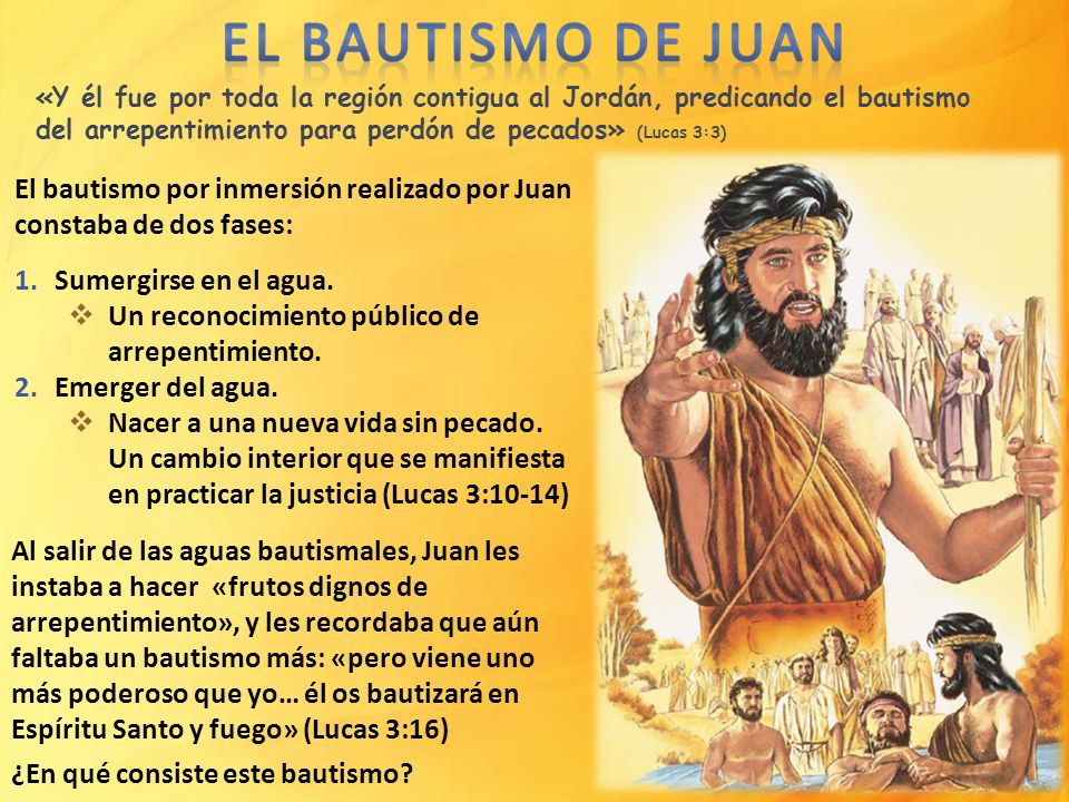 El bautismo por inmersión realizado por Juan constaba de dos fases: