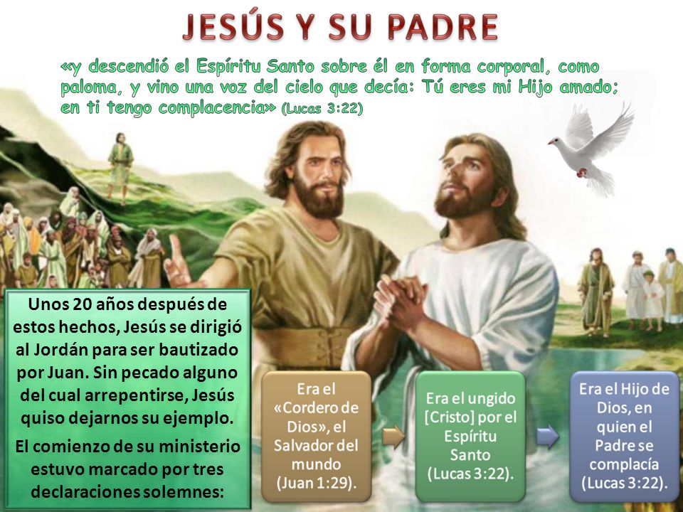 Unos 20 años después de estos hechos, Jesús se dirigió al Jordán para ser bautizado por Juan. Sin pecado alguno del cual arrepentirse, Jesús quiso dejarnos su ejemplo.