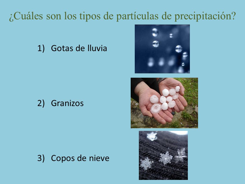 ¿Cuáles son los tipos de partículas de precipitación