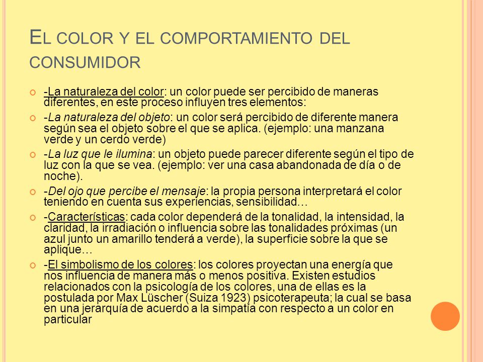 El color y el comportamiento del consumidor