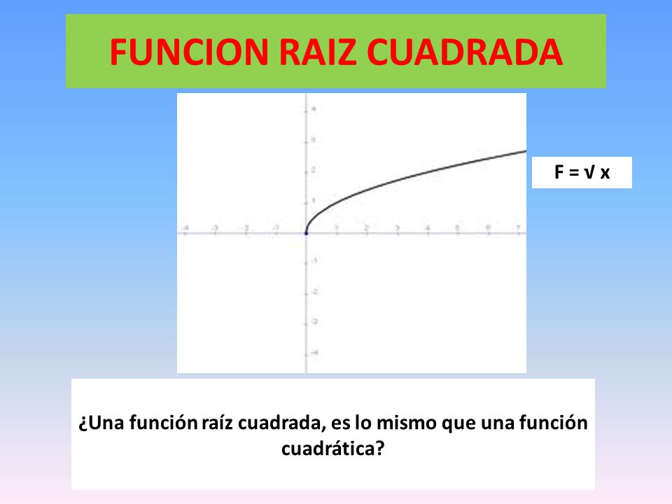 ¿Una función raíz cuadrada, es lo mismo que una función cuadrática