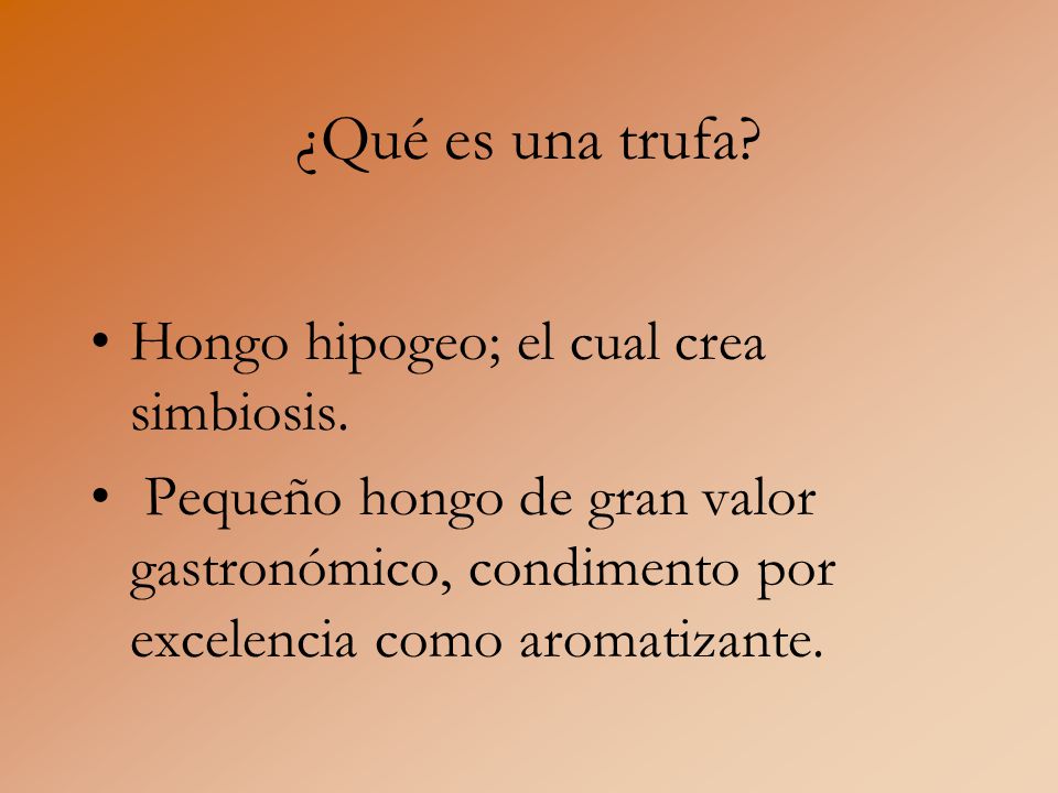 ¿Qué es una trufa Hongo hipogeo; el cual crea simbiosis.