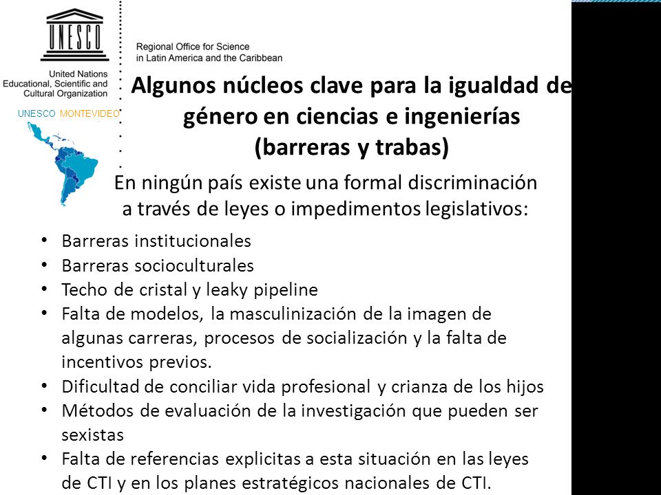 Algunos núcleos clave para la igualdad de género en ciencias e ingenierías