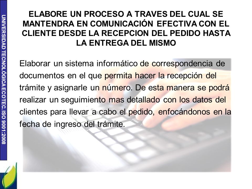 Elaborar un sistema informático de correspondencia de