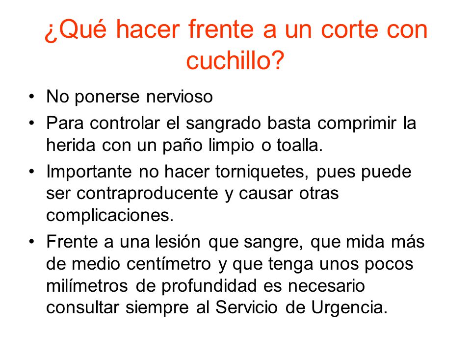 ¿Qué hacer frente a un corte con cuchillo