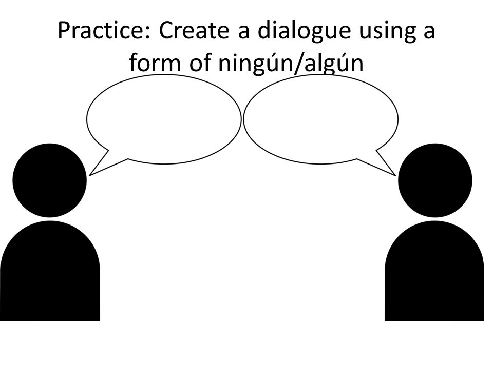 Practice: Create a dialogue using a form of ningún/algún