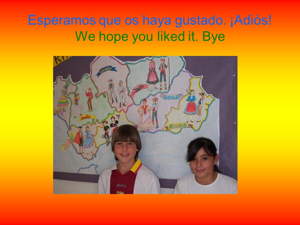 Esperamos que os haya gustado. ¡Adiós! We hope you liked it. Bye