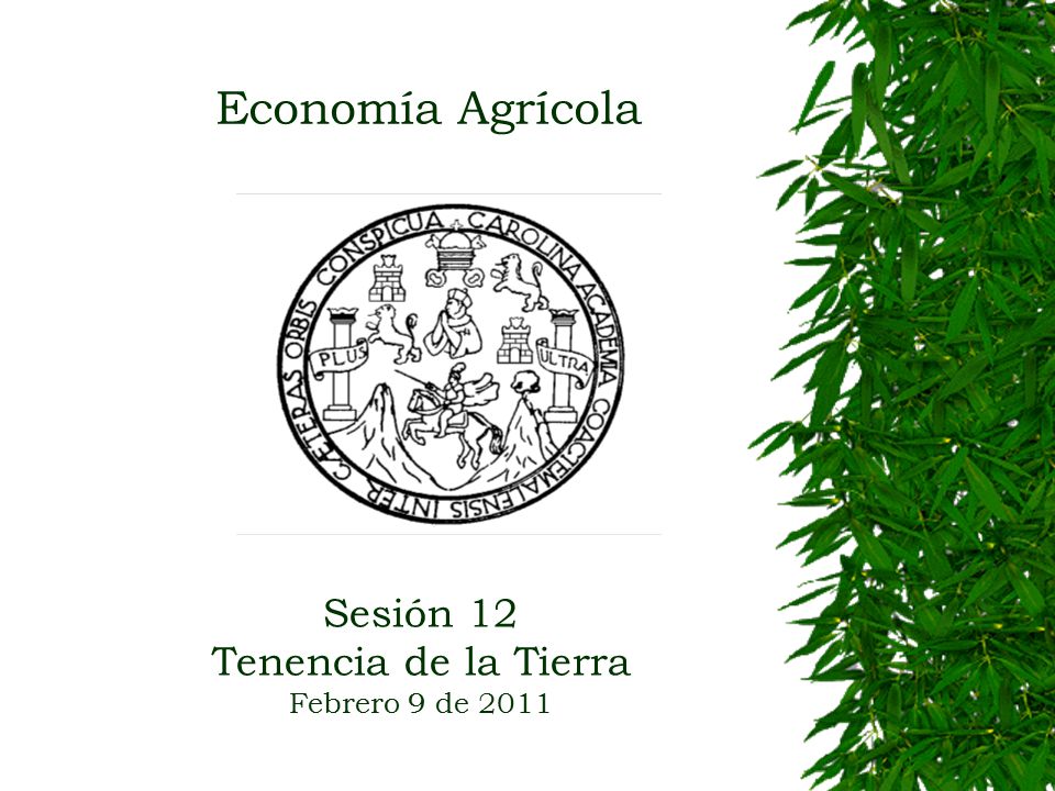 Economía Agrícola Sesión 12 Tenencia de la Tierra Febrero 9 de 2011