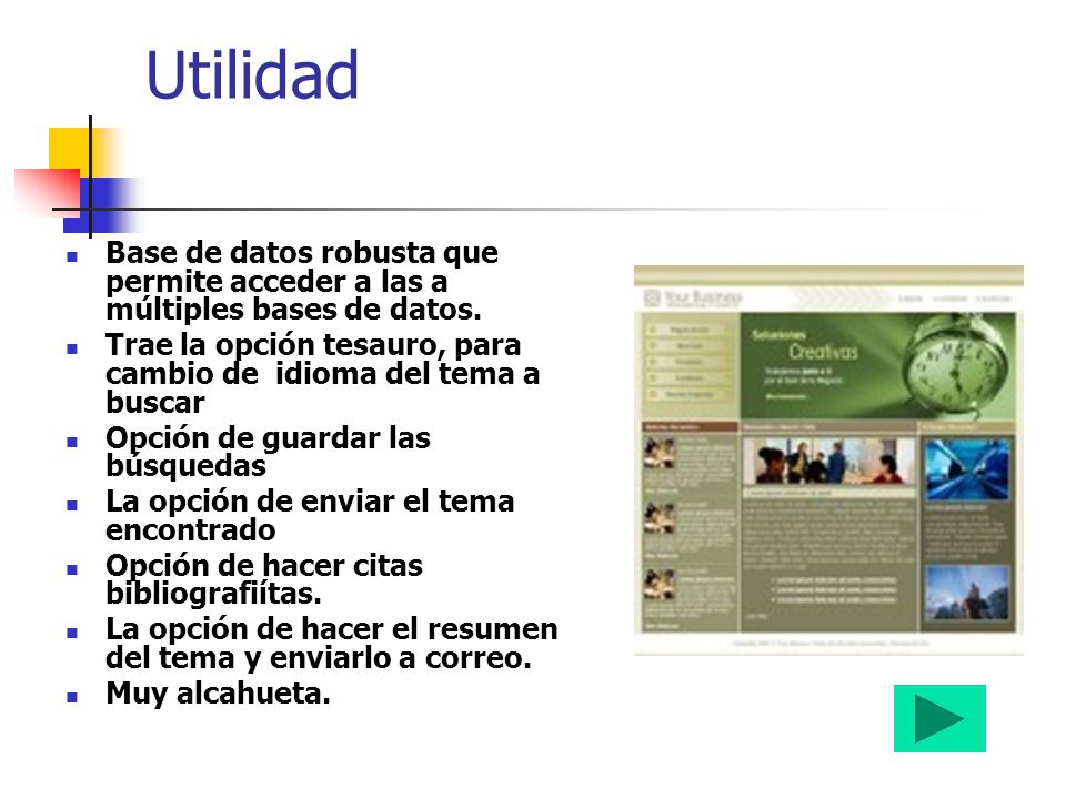 Utilidad Base de datos robusta que permite acceder a las a múltiples bases de datos.