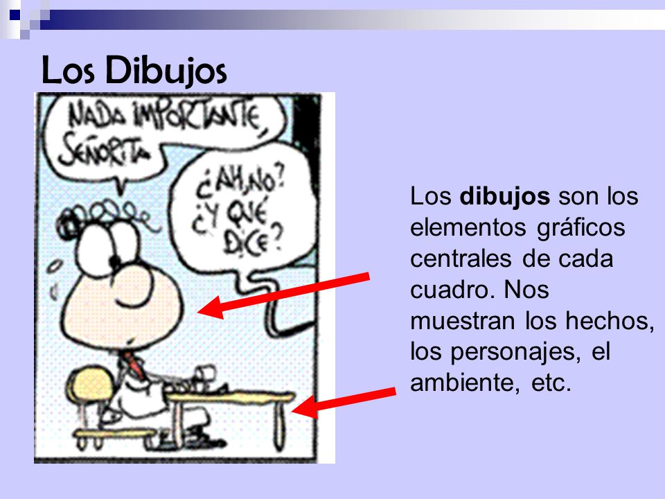 Los Dibujos Los dibujos son los elementos gráficos centrales de cada cuadro.