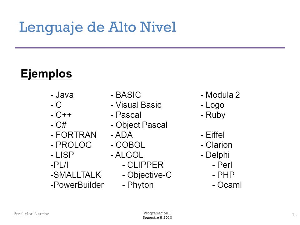 Lenguaje de Alto Nivel Ejemplos - Java - BASIC - Modula 2