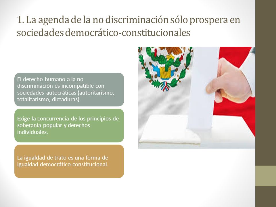 1. La agenda de la no discriminación sólo prospera en sociedades democrático-constitucionales