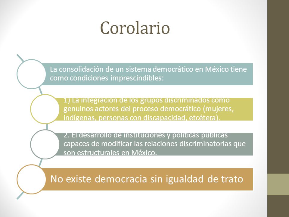 Corolario No existe democracia sin igualdad de trato