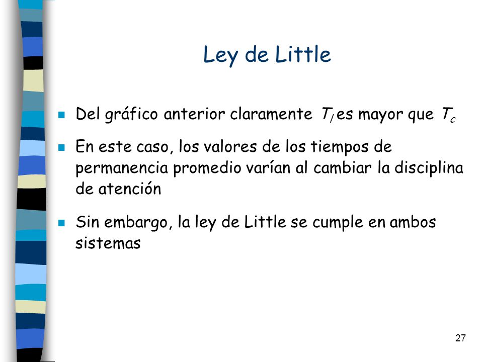 Ley de Little Del gráfico anterior claramente Tl es mayor que Tc