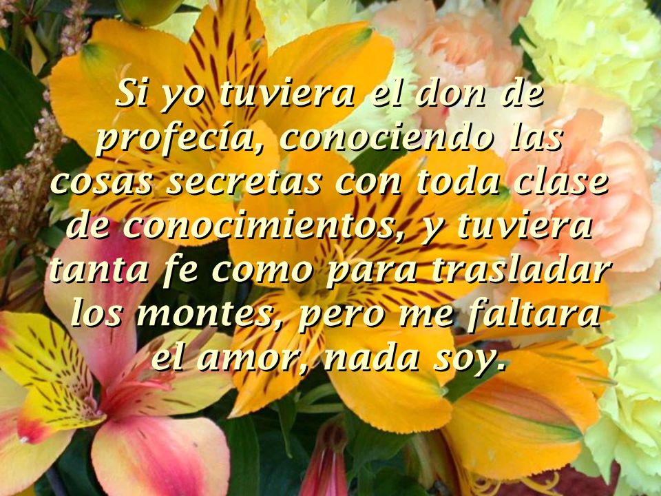 los montes, pero me faltara el amor, nada soy.