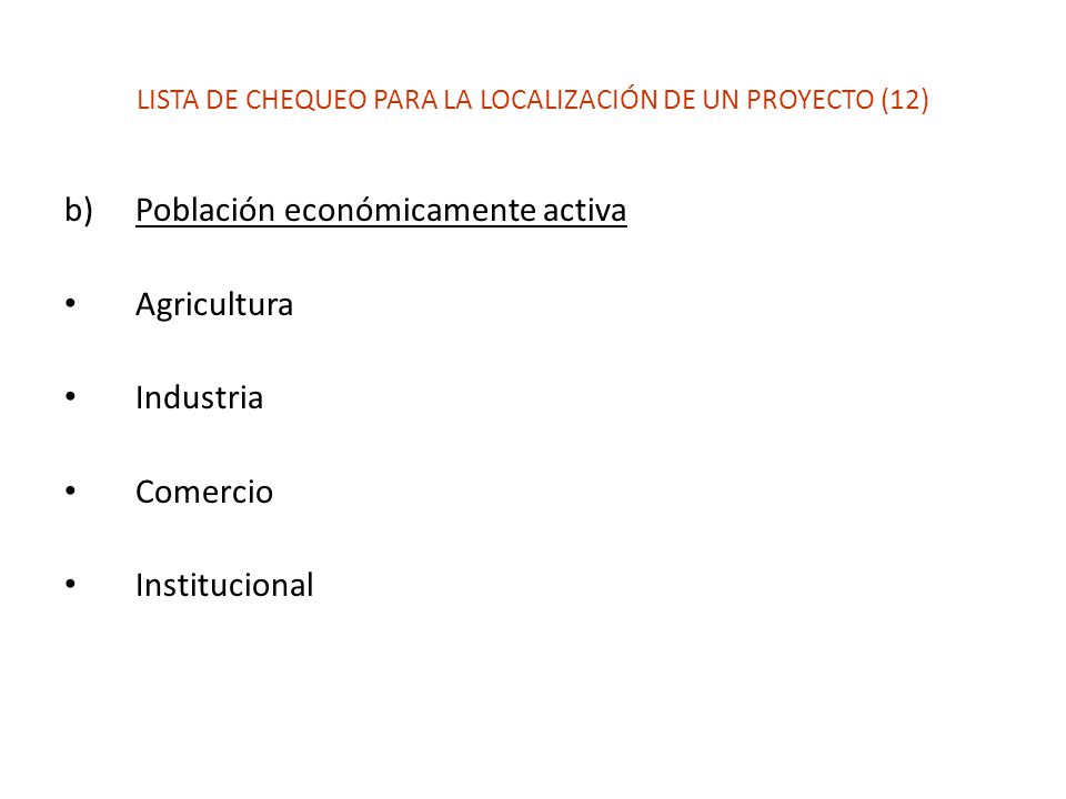 LISTA DE CHEQUEO PARA LA LOCALIZACIÓN DE UN PROYECTO (12)