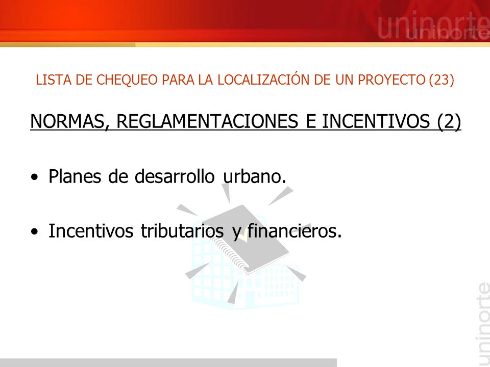 LISTA DE CHEQUEO PARA LA LOCALIZACIÓN DE UN PROYECTO (23)