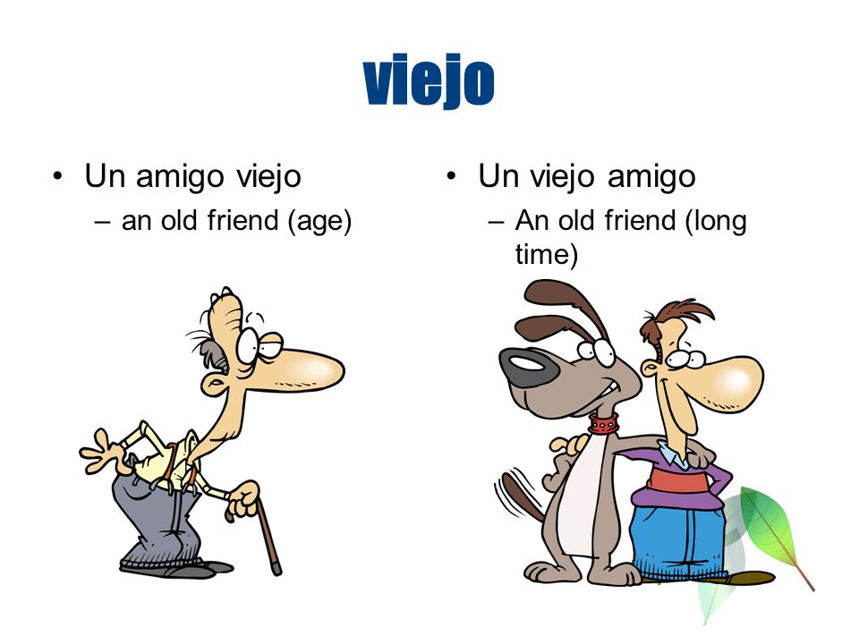 viejo Un amigo viejo Un viejo amigo an old friend (age)