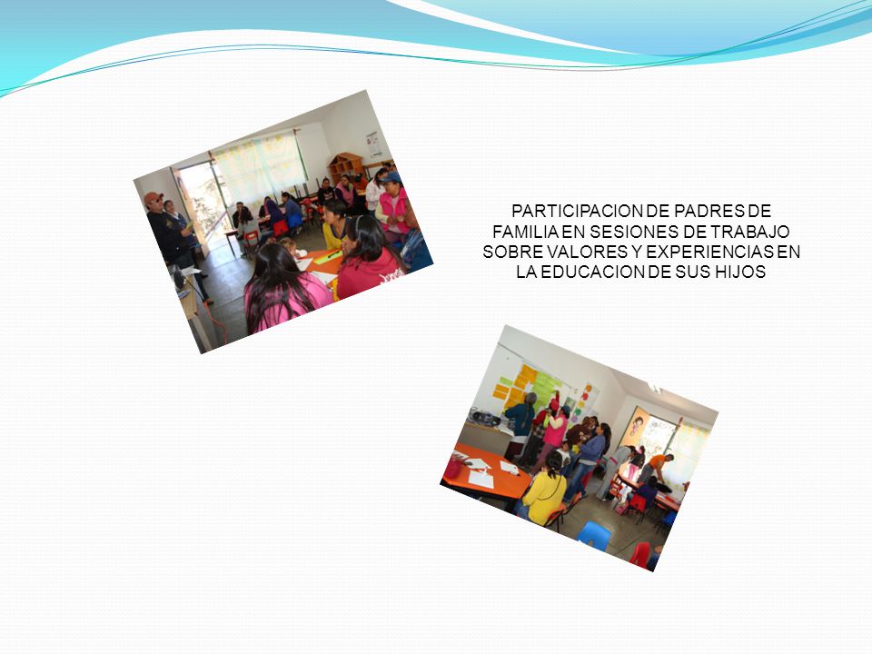 PARTICIPACION DE PADRES DE FAMILIA EN SESIONES DE TRABAJO SOBRE VALORES Y EXPERIENCIAS EN LA EDUCACION DE SUS HIJOS