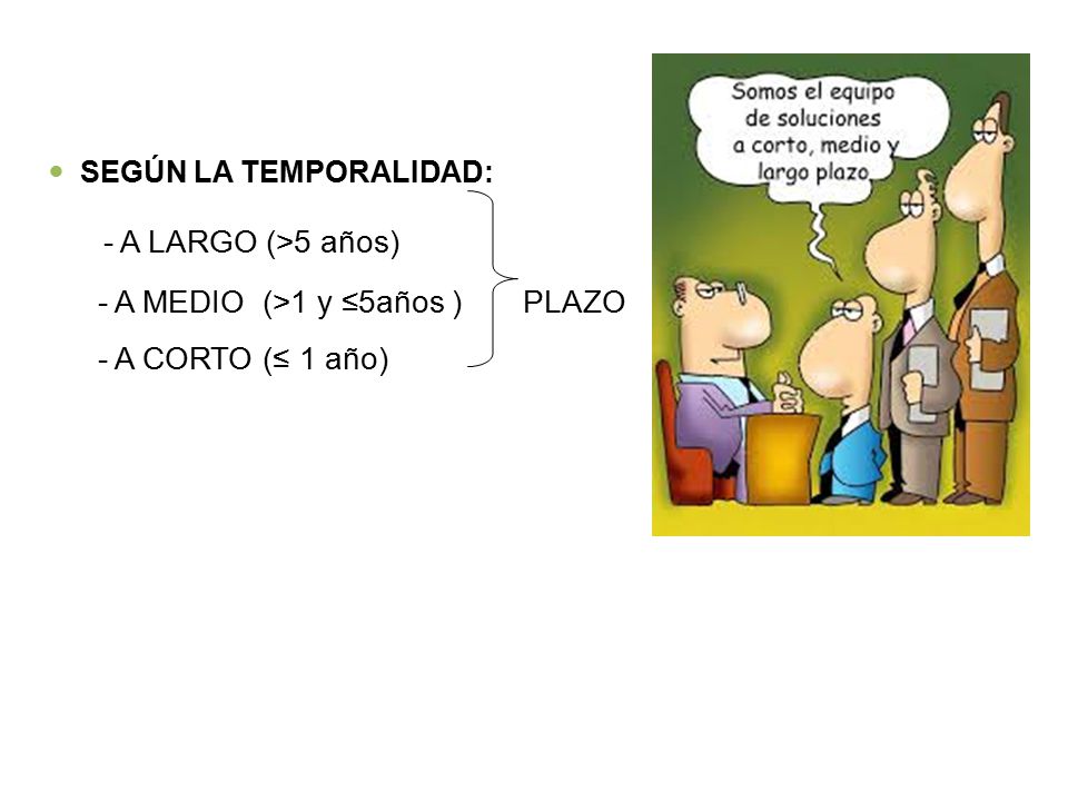- A LARGO (>5 años) - A MEDIO (>1 y ≤5años ) PLAZO