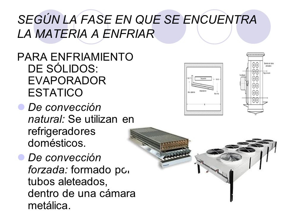 SEGÚN LA FASE EN QUE SE ENCUENTRA LA MATERIA A ENFRIAR