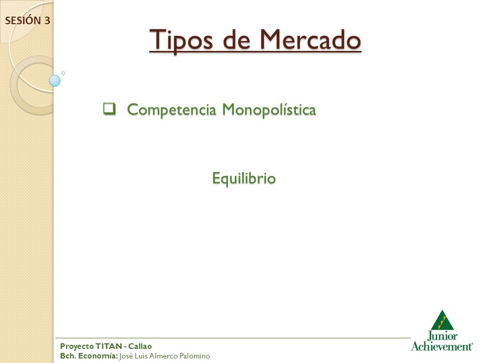 Tipos de Mercado Competencia Monopolística Equilibrio SESIÓN 3