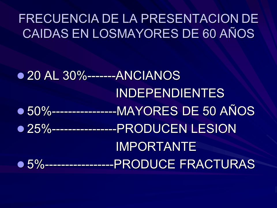 FRECUENCIA DE LA PRESENTACION DE CAIDAS EN LOSMAYORES DE 60 AÑOS