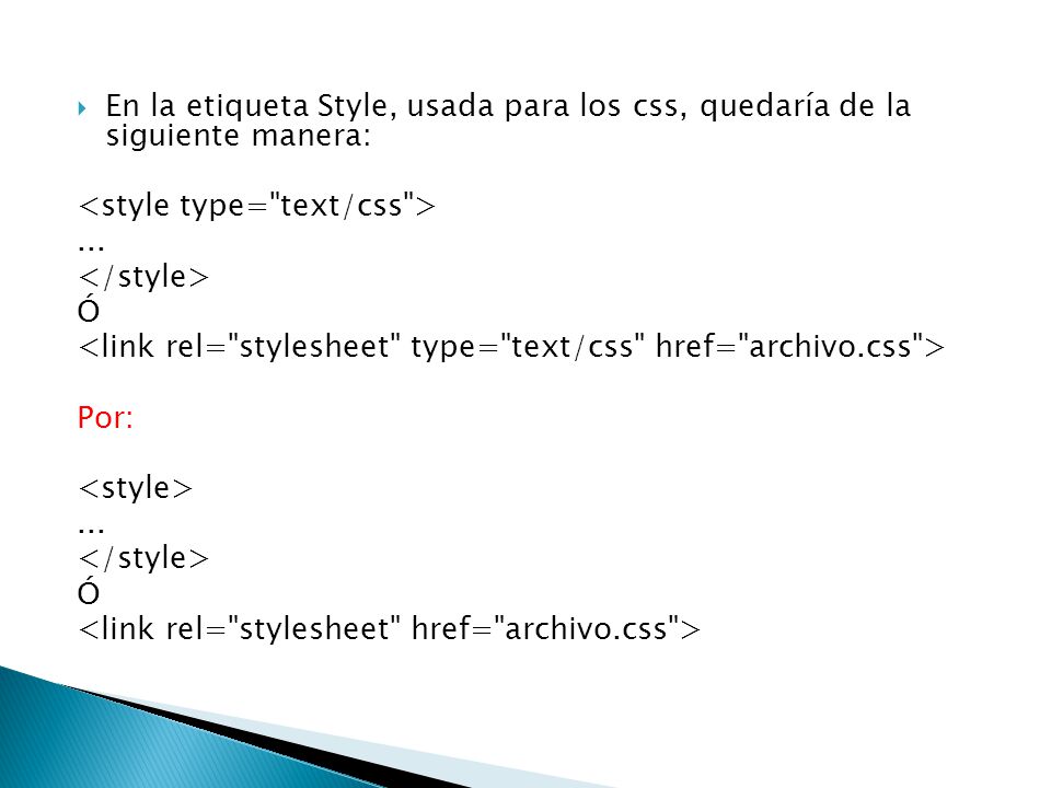 En la etiqueta Style, usada para los css, quedaría de la siguiente manera: