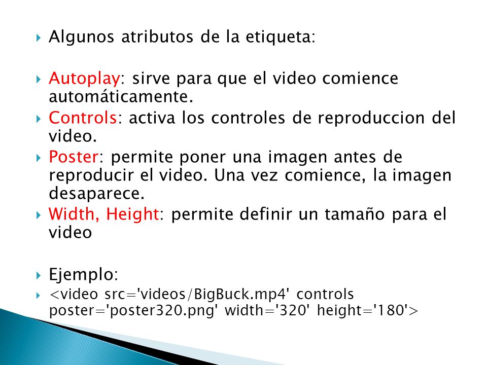 Algunos atributos de la etiqueta: