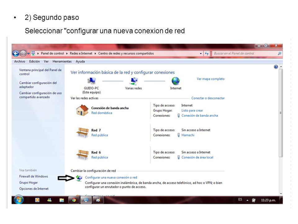 2) Segundo paso Seleccionar configurar una nueva conexion de red