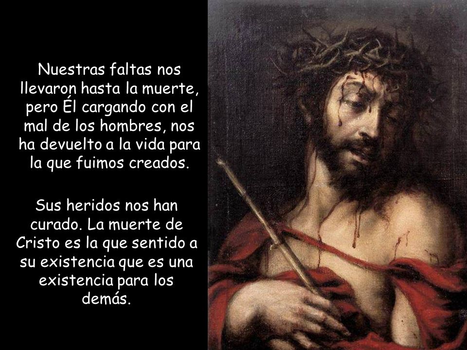 Nuestras faltas nos llevaron hasta la muerte, pero Él cargando con el mal de los hombres, nos ha devuelto a la vida para la que fuimos creados.