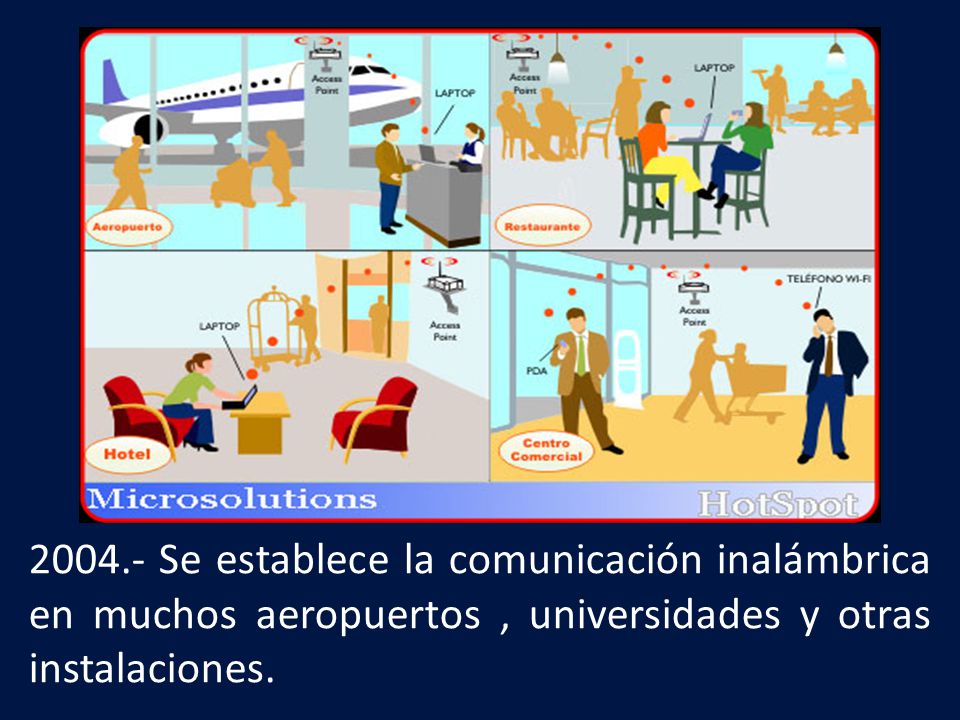 Se establece la comunicación inalámbrica en muchos aeropuertos , universidades y otras instalaciones.