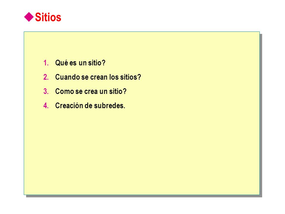 Sitios Qué es un sitio Cuando se crean los sitios
